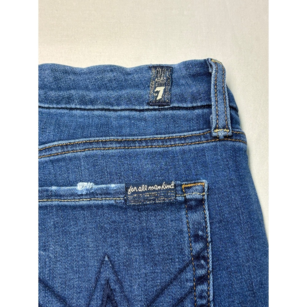 7 For All Mankind A Pocket Flare Jeans Medium Wash Blue Denim Womens Size 31X33 - Picture 8 of 13